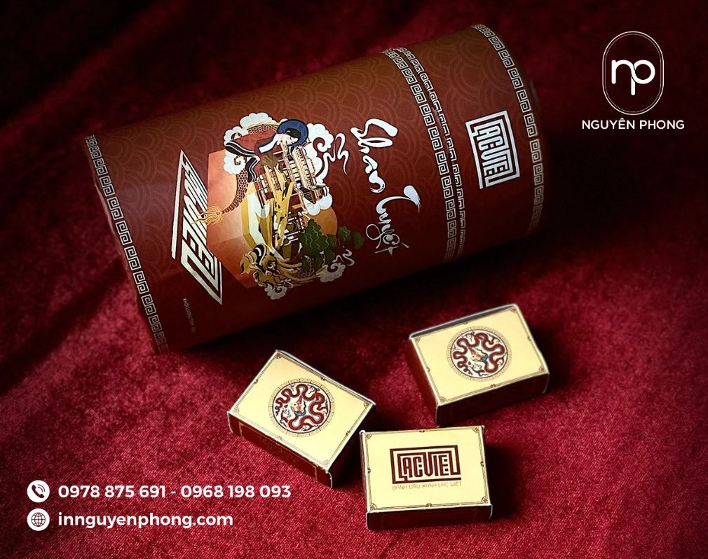 mẫu hộp giấy trụ tròn đựng bánh đậu xanh đẹp